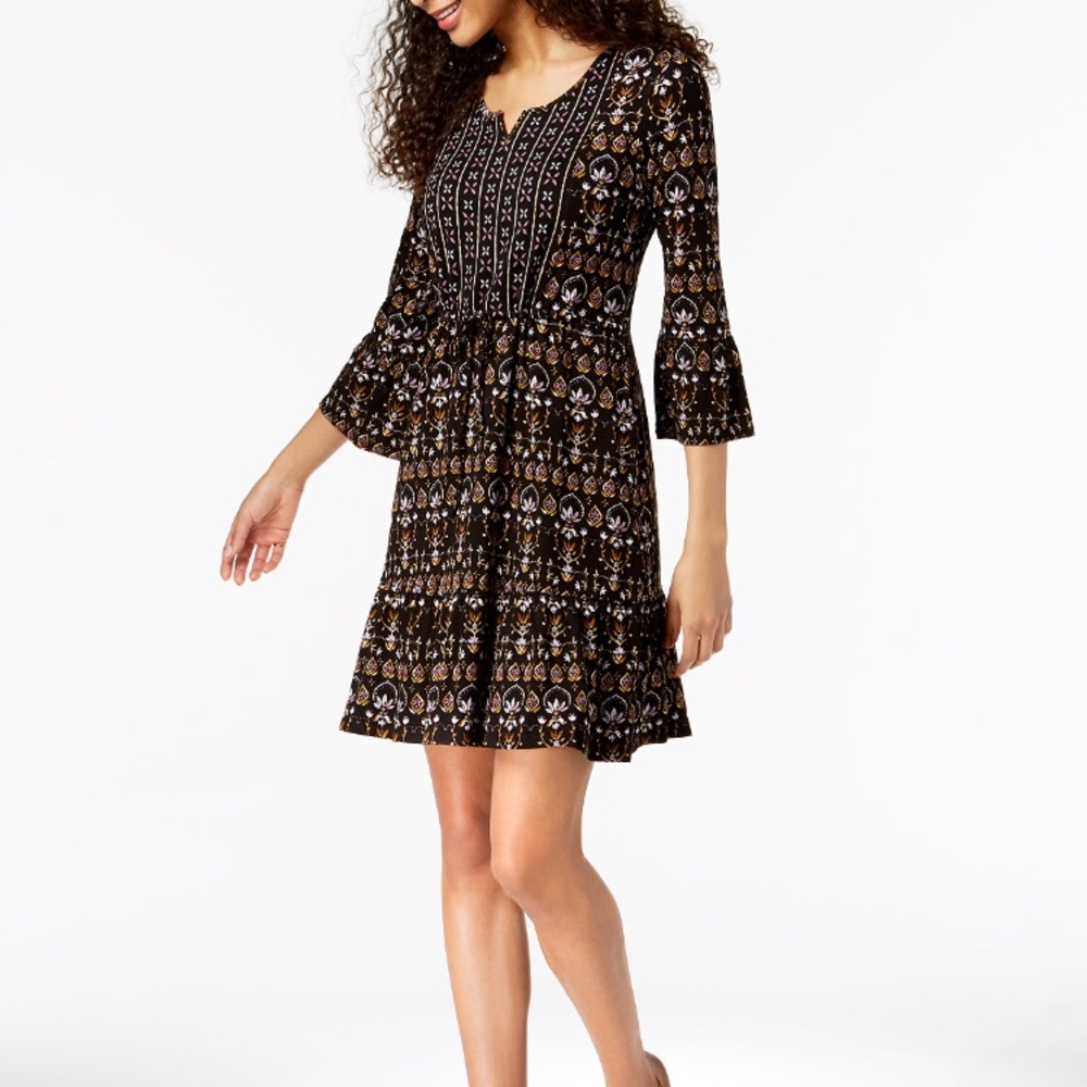 Style & Co. Black Floral Midi Dress